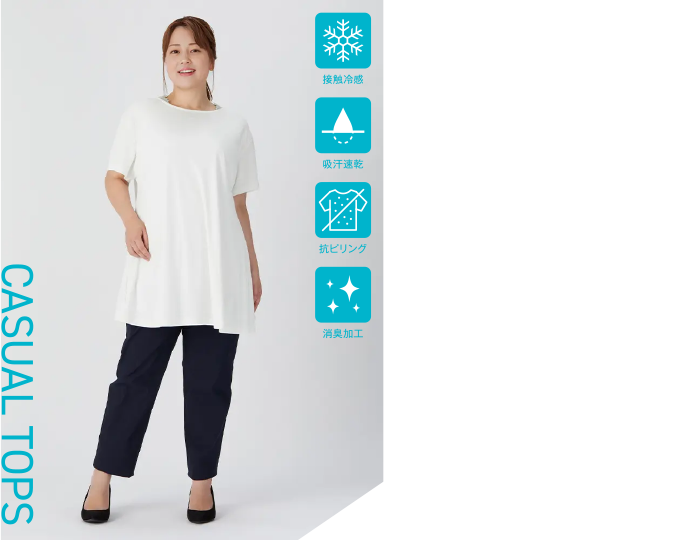 【EL.FO+LABO】接触冷感 AラインＴシャツ size:LL~6L·8L 3,630円（税込）