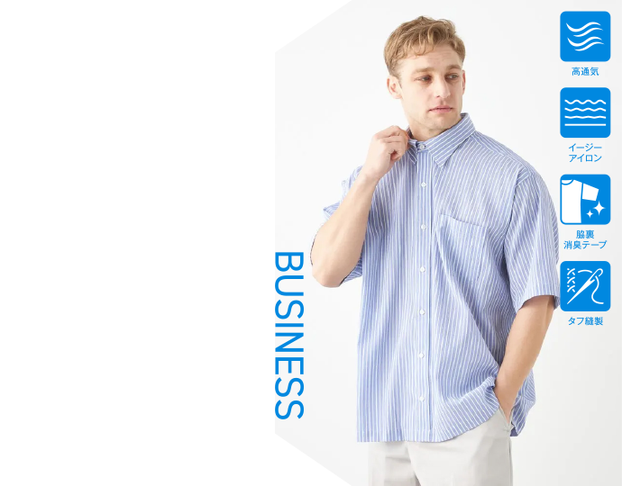 【EL.FO URBAN WORKS】半袖クレープ柄コミレギュラー size:3L~6L 5,610円（税込）