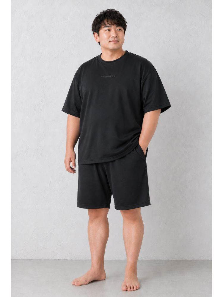 ブラック 【大きいサイズ】【YOKUNERU】リカバリーウェア半袖Tシャツ