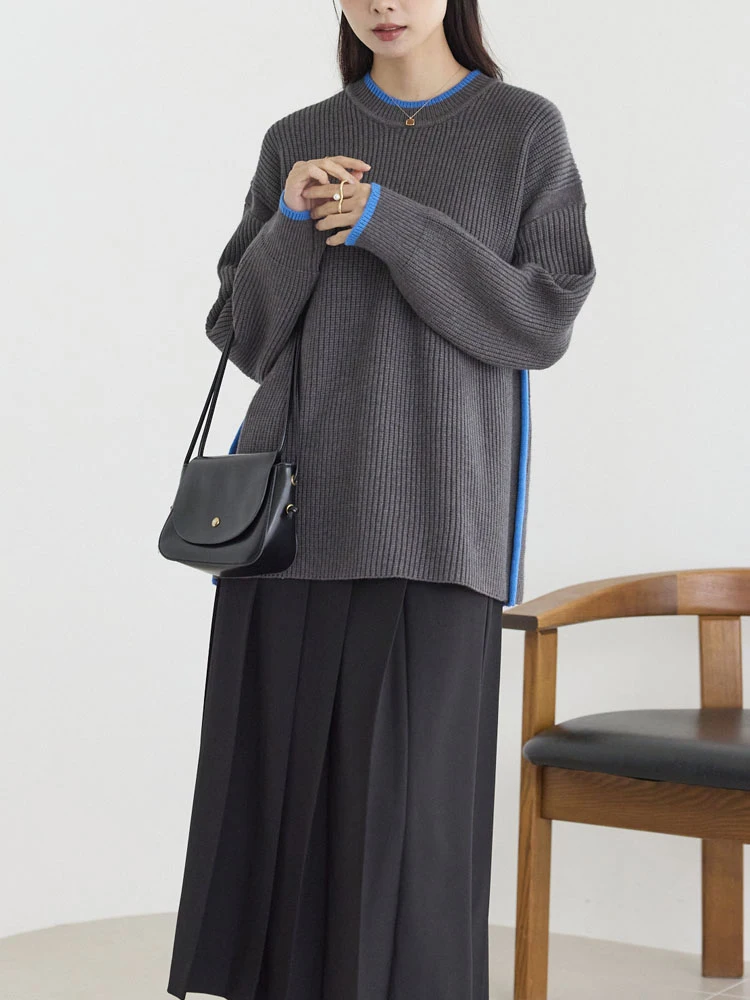 ピンク 【LAVEANGE(ラビアンジェ)】畦編みニットプルオーバー 大きい