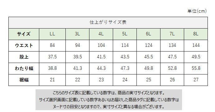 サイズチャート