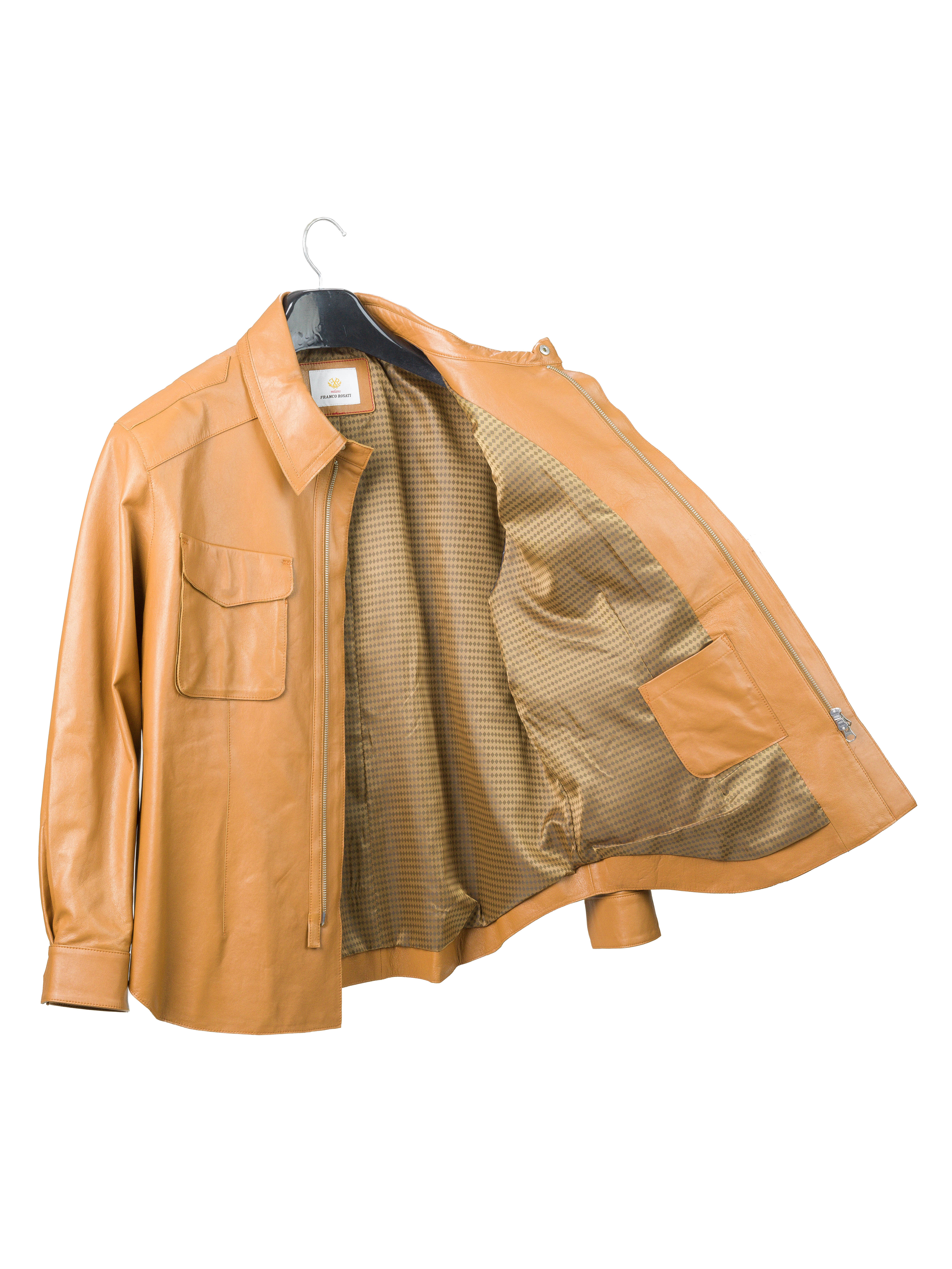 大きいサイズ【BELFE】イタリア製ラムレザージャケット 袖切替 ブラウン系3Lやまとのレザージャケット