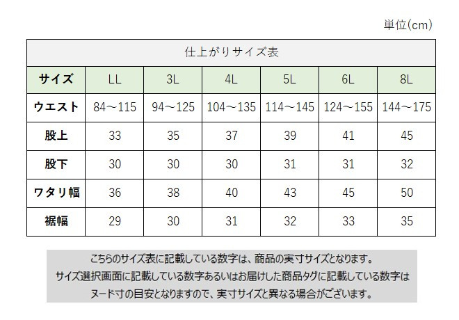 サイズチャート