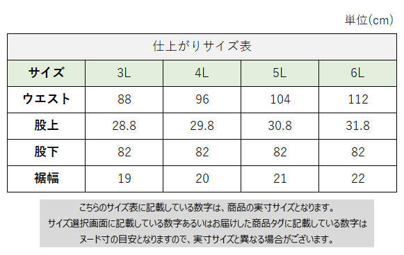 サイズチャート