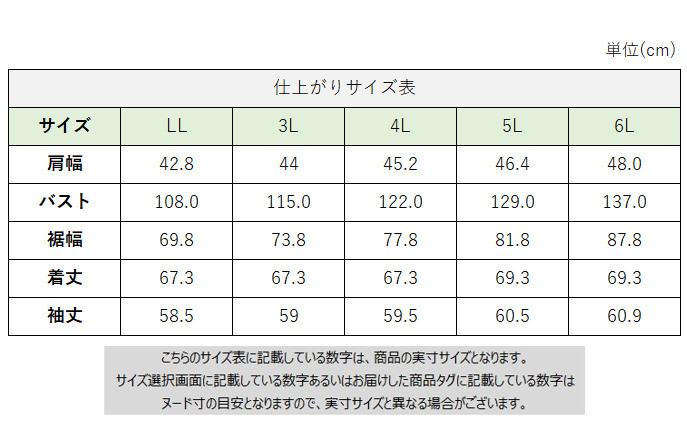 サイズチャート