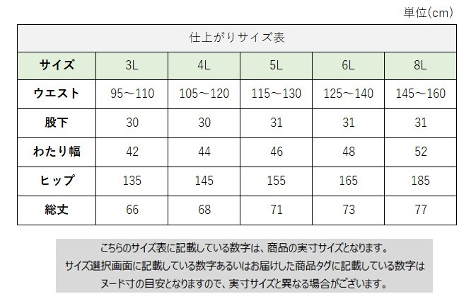 サイズチャート