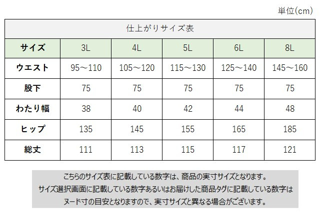 サイズチャート