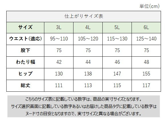 サイズチャート