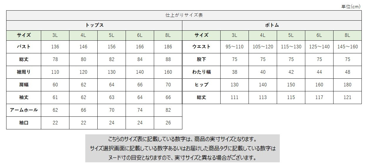 サイズチャート