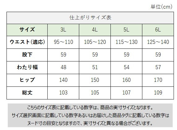 サイズチャート