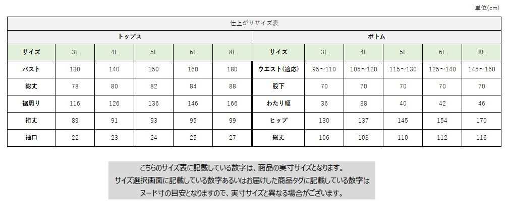 サイズチャート