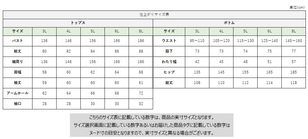 サイズチャート