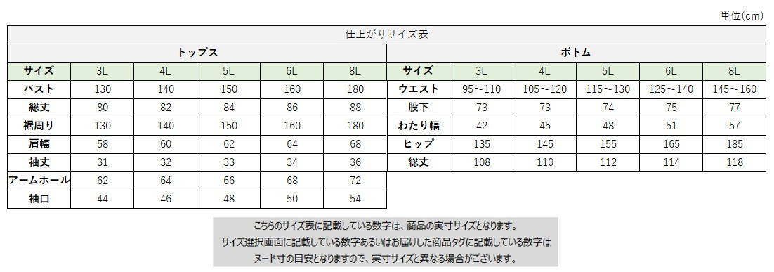 サイズチャート