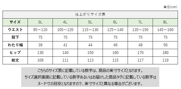 サイズチャート