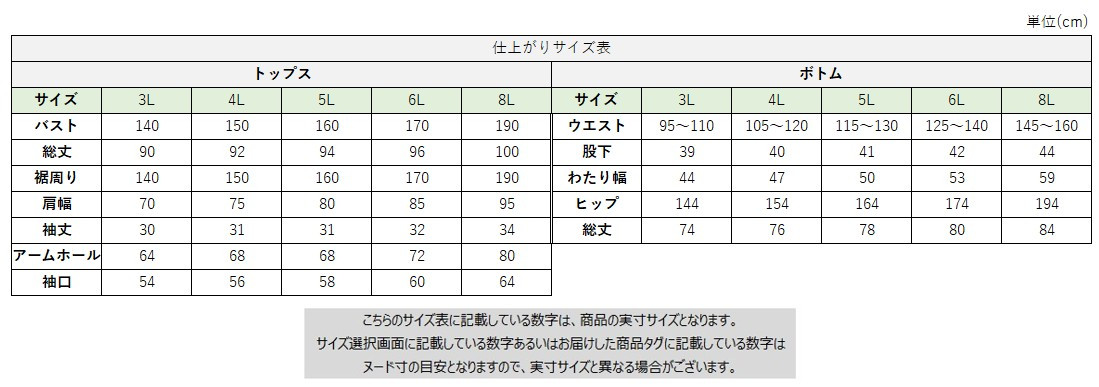 サイズチャート