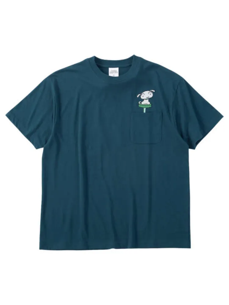 ブルー系 【クレヨンしんちゃん】天竺ポケット付半袖Tシャツ