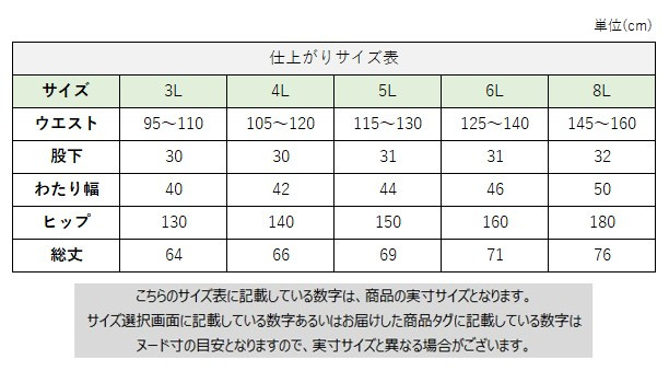 サイズチャート