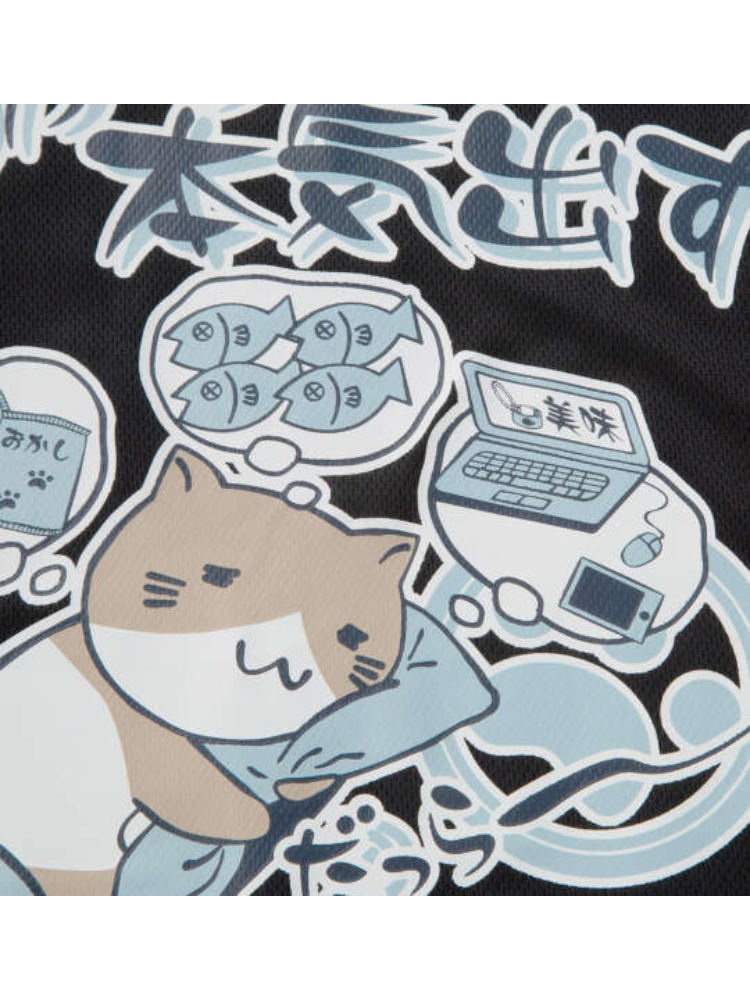 ブラック 【NECOBUCHI SAN(ネコブチサン)】DRYハニカムメッシュ半袖T