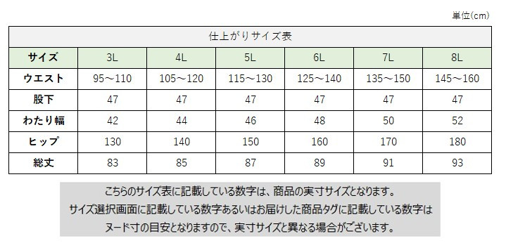 サイズチャート