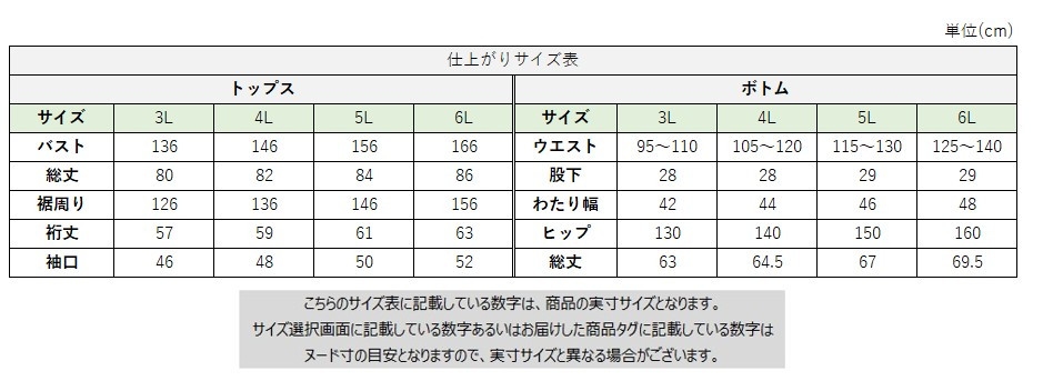 サイズチャート