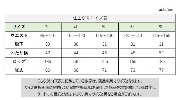 サイズチャート