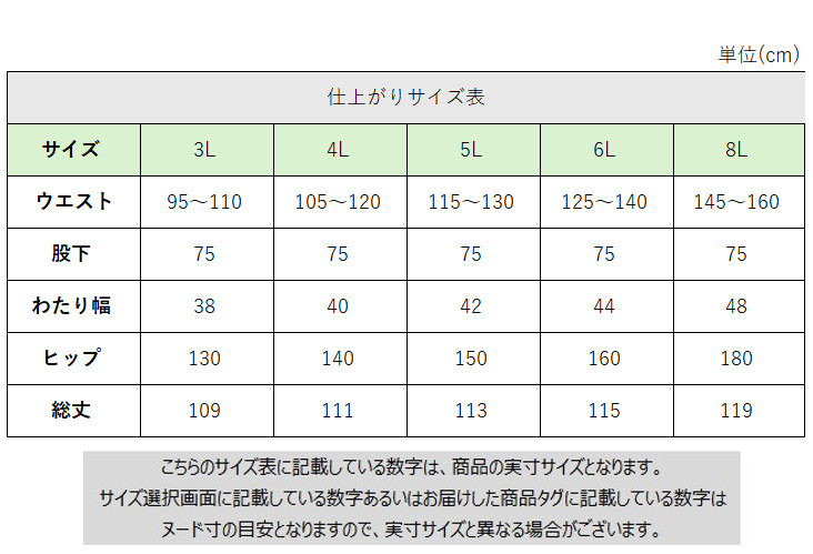 サイズチャート