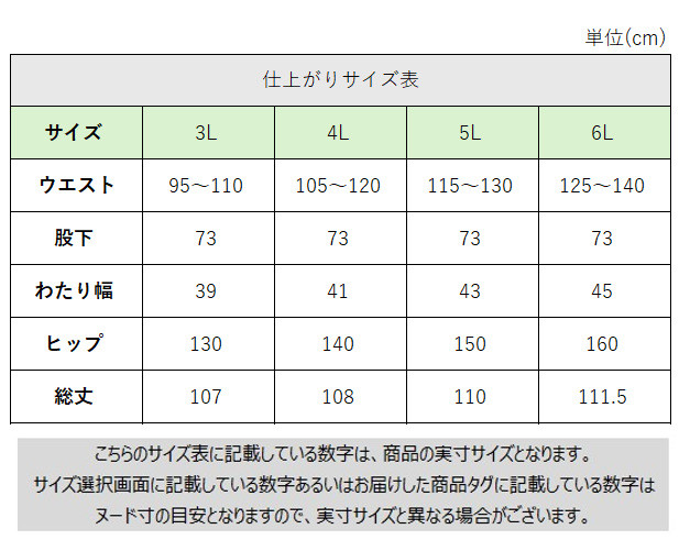 サイズチャート