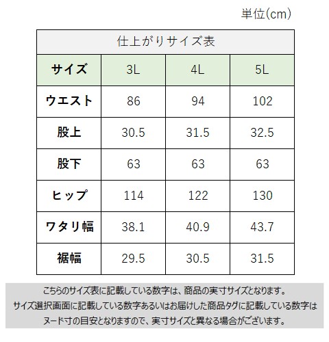 サイズチャート