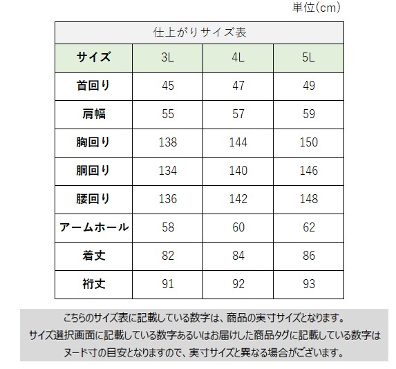サイズチャート
