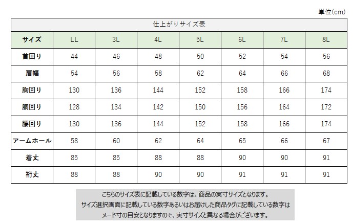 サイズチャート
