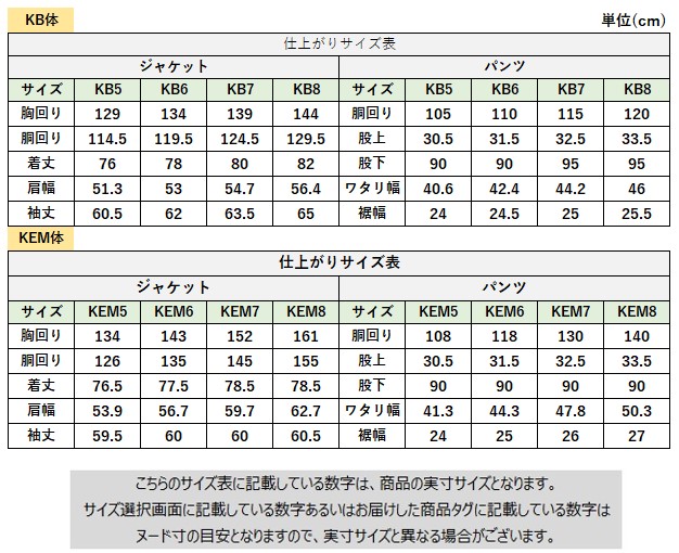 サイズチャート