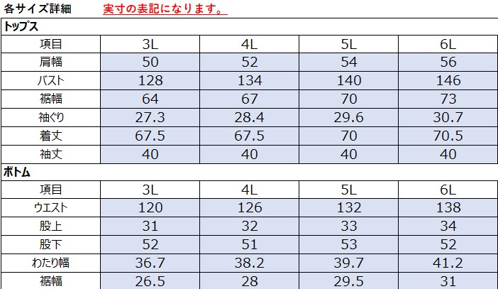 サイズチャート
