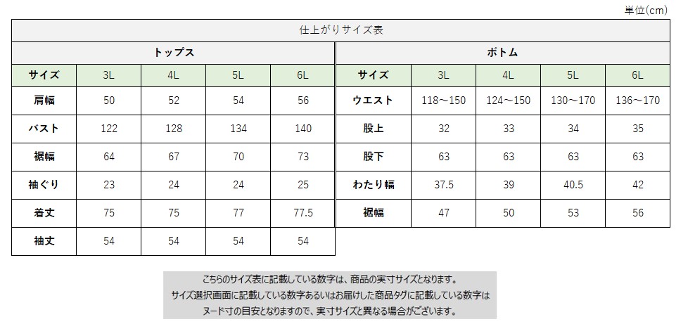 サイズチャート