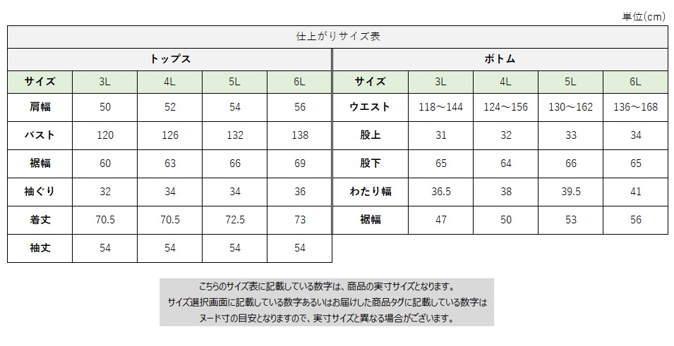 サイズチャート