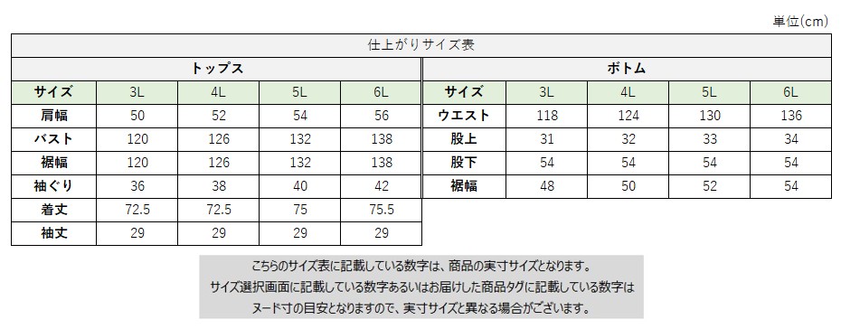 サイズチャート