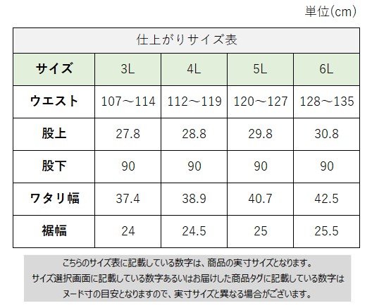 サイズチャート