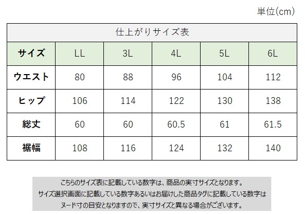 サイズチャート