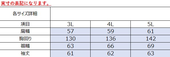 サイズチャート
