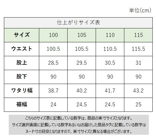 サイズチャート
