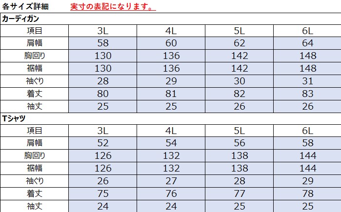 サイズチャート