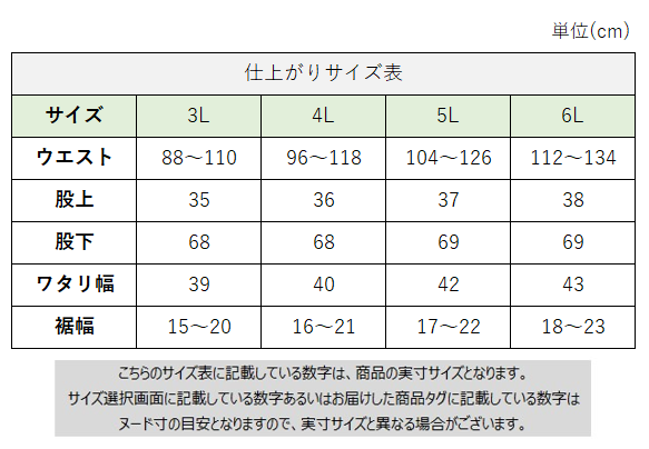 サイズチャート
