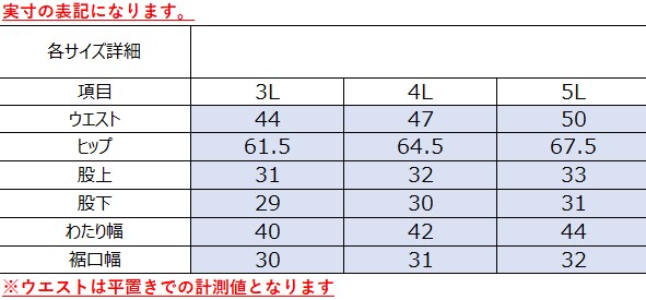 サイズチャート