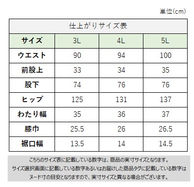 サイズチャート