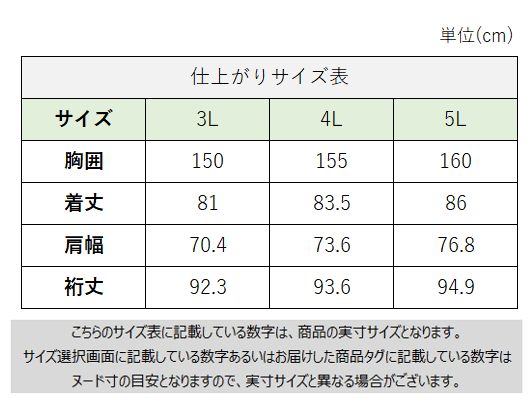 サイズチャート