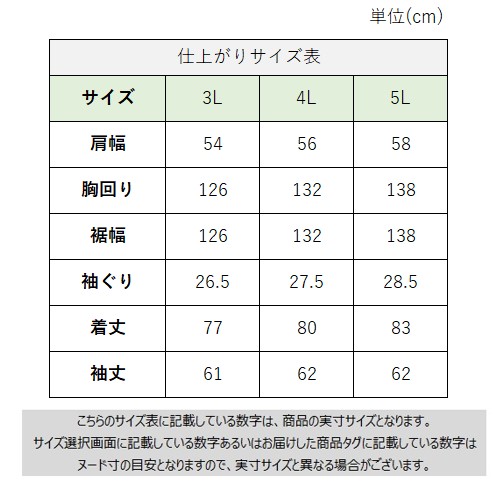 サイズチャート
