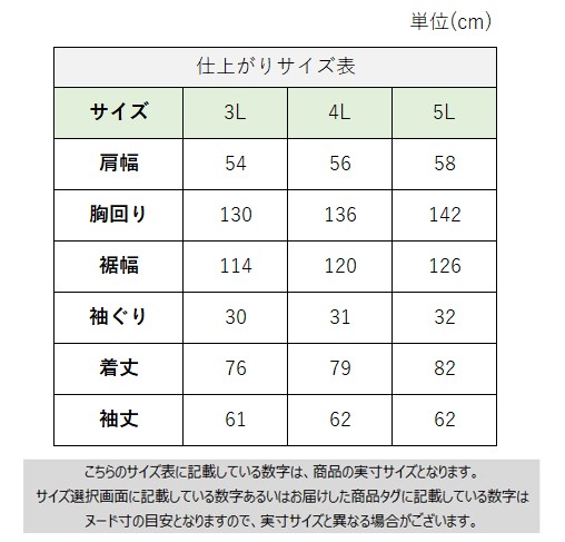 サイズチャート