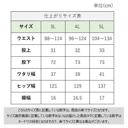 サイズチャート