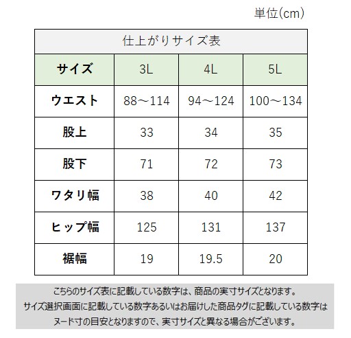 サイズチャート