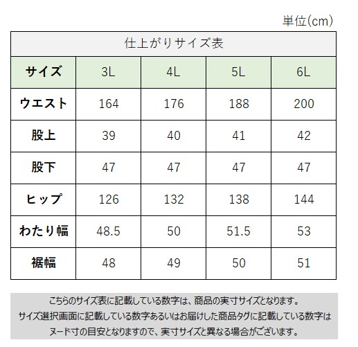 サイズチャート