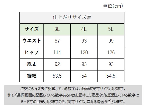 サイズチャート